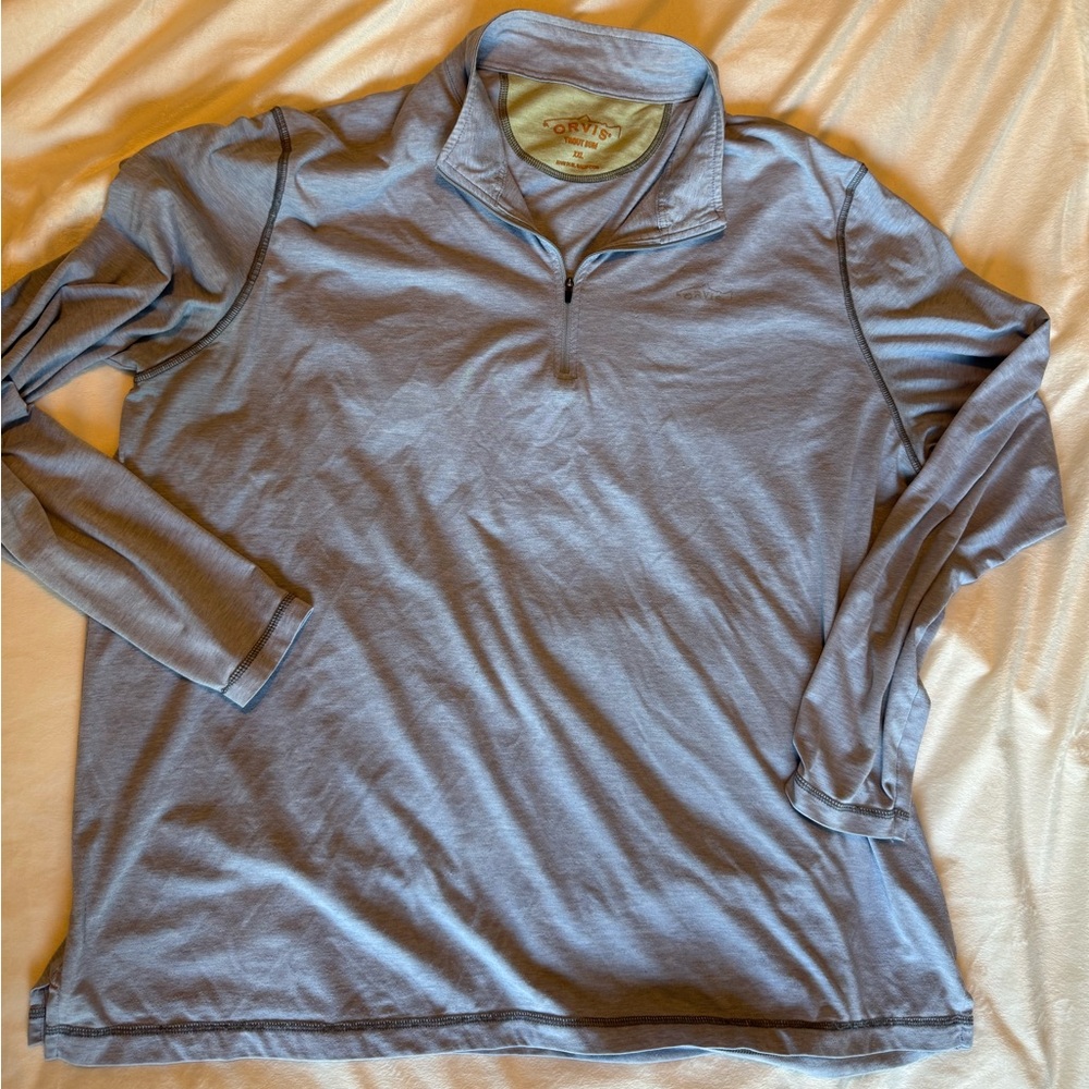 Orvis Trout Bum Blue Long Sleeve 1/4 Zip Base Layer
